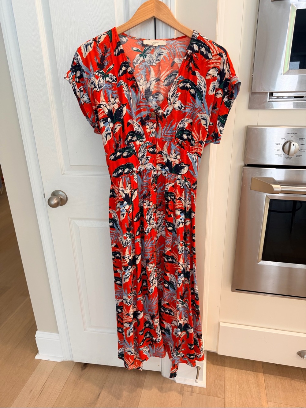 LOFT belted button up dress